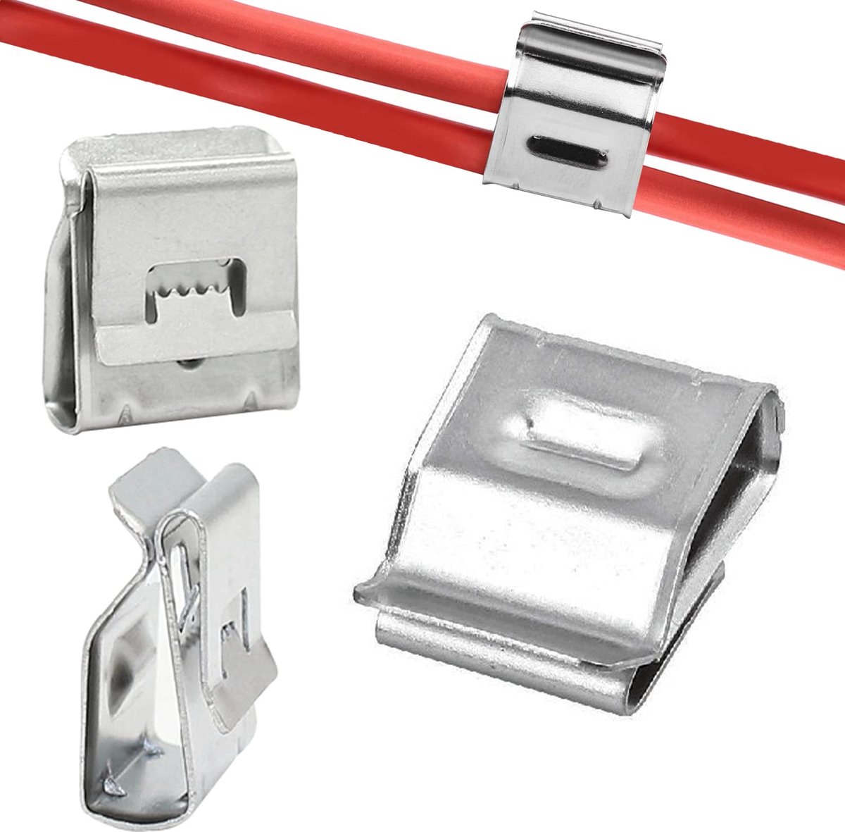 Kabelclips 200pcs 20.8 x 18.2 mm - RVS 304 - Dubbelzijdig ontwerp - Voor kabelbeheer zonnepanelen - ShopVlot