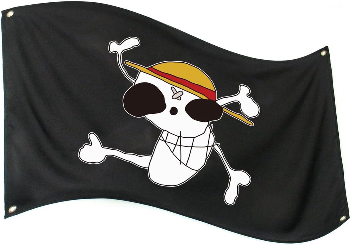 Piratenvlag Luffy 90x60cm - Polyester - Eenvoudig op te hangen - Voor avontuurlijke decoratie - ShopVlot
