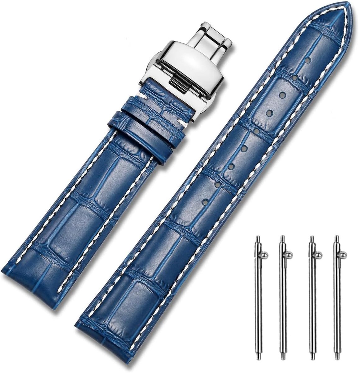 Horlogeband 21 mm - Leer - Snelle sluiting - Stijlvolle vervangband voor elke gelegenheid - ShopVlot