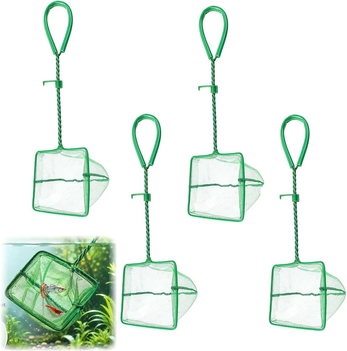 Aquariumschepnet klein 7,6 cm - fijnmazig nylon - roestvrij handvat - zacht voor vissen en garnalen - ShopVlot