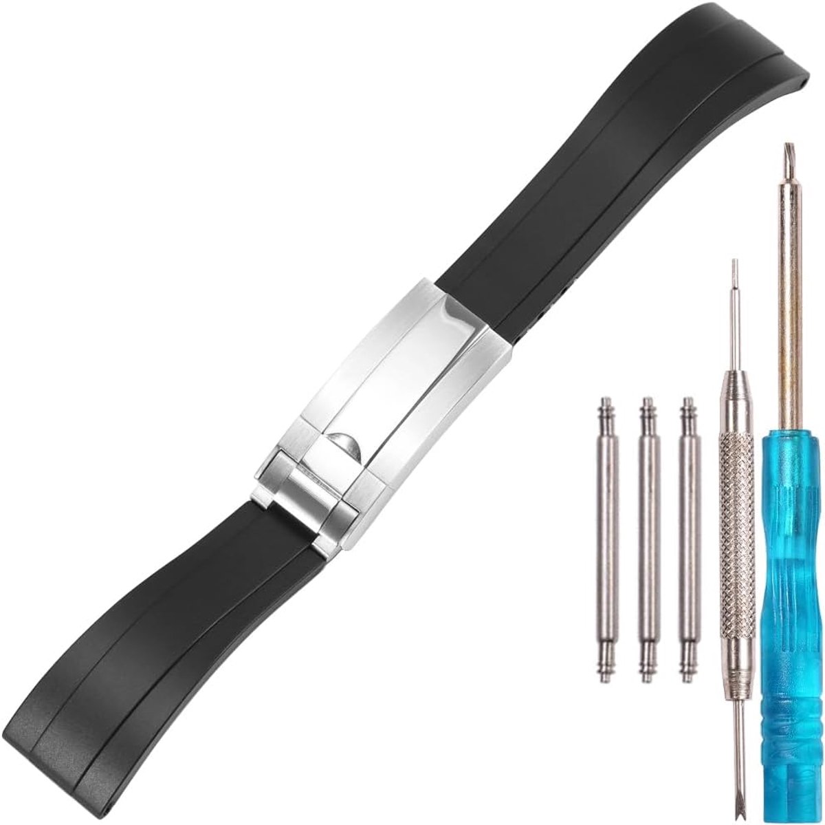 Rubberen horlogeband 20mm - silicone vervangband - met deployment sluiting - geschikt voor Rolex modellen - ShopVlot