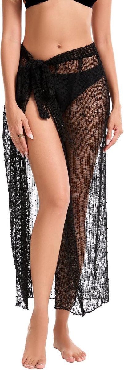 Pailletten Gehaakte Bikini Cover Up, Verstelbare Strand Sarong Wikkelrok, One Size Badpak Cover Up voor Zwembad, Cruise en Vakantie