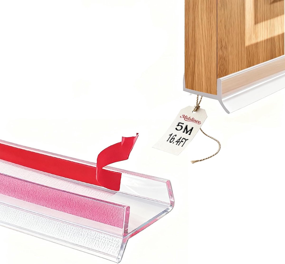 5 m transparante afdichting voor de keuken, afdichtingsprofiel | Voor hout van 15 mm, 16 mm, 17 mm, bescherming plint, afdichting, keuken, afdichtingsprofiel