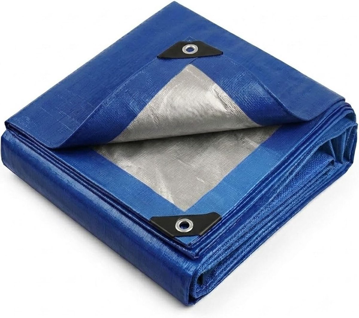 2 m x 3 m blauw-zilver omkeerbaar zwaar waterdicht zeil, versterkte doorvoertules elke 50 cm, UV/scheurbestendig PE zeildoek voor outdoor camping tuinmeubelen cover