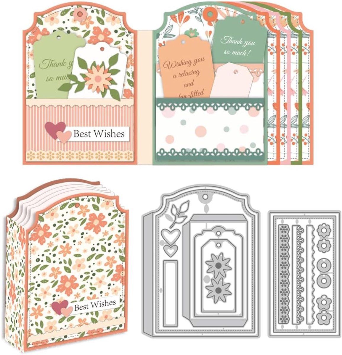 3D Label Losse Blad Werk Clipbook Voor Het Maken van Kaarten Snijmallen Met Bloemenframe Koolstofstaal Embossjablonen Stanssjablonen Voor Ambachten Verjaardagscadeau Decor Fotoalbum