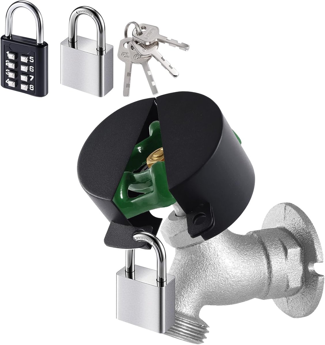 Kraan slot, kraan set voor buiten (zwart)