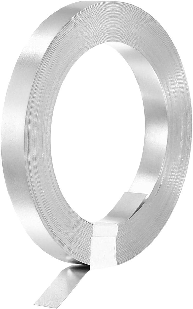 1 rol 10 m band van vernikkeld staal, verbindingsplaat, stalen band voor batterijen en puntlassen, 8 x 0,2 mm (l x h)