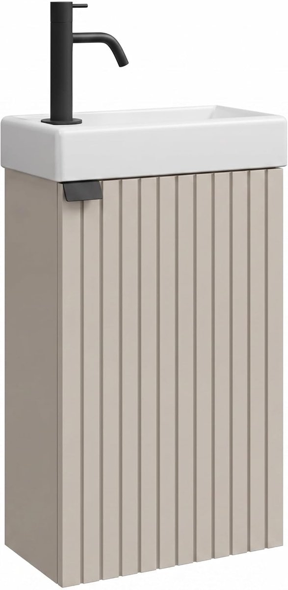 Gastentoilet Meubel Bosco Handwasbak Onderkast met Keramisch Wasbak 40 x 22 cm Beige