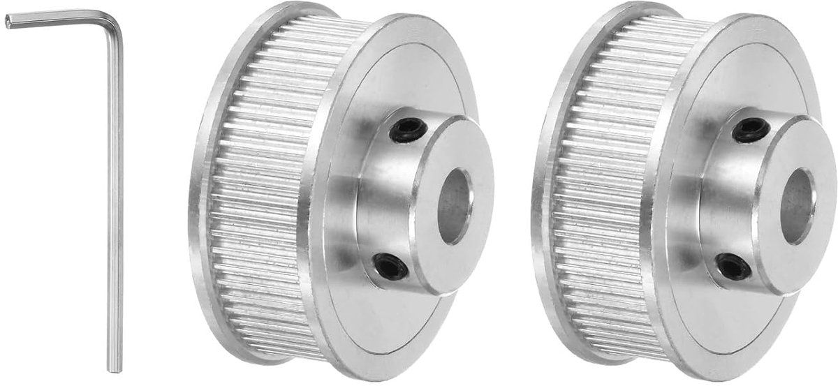 2 stuks Synchronisatieriemschijven 2GT - [8 mm gat x 40 mm OD] Synchrone Wiel 60 tanden per 10 mm Breedte Riem Gebruik mechanische Aandrijving CNC 3D-printer, zilverkleurig