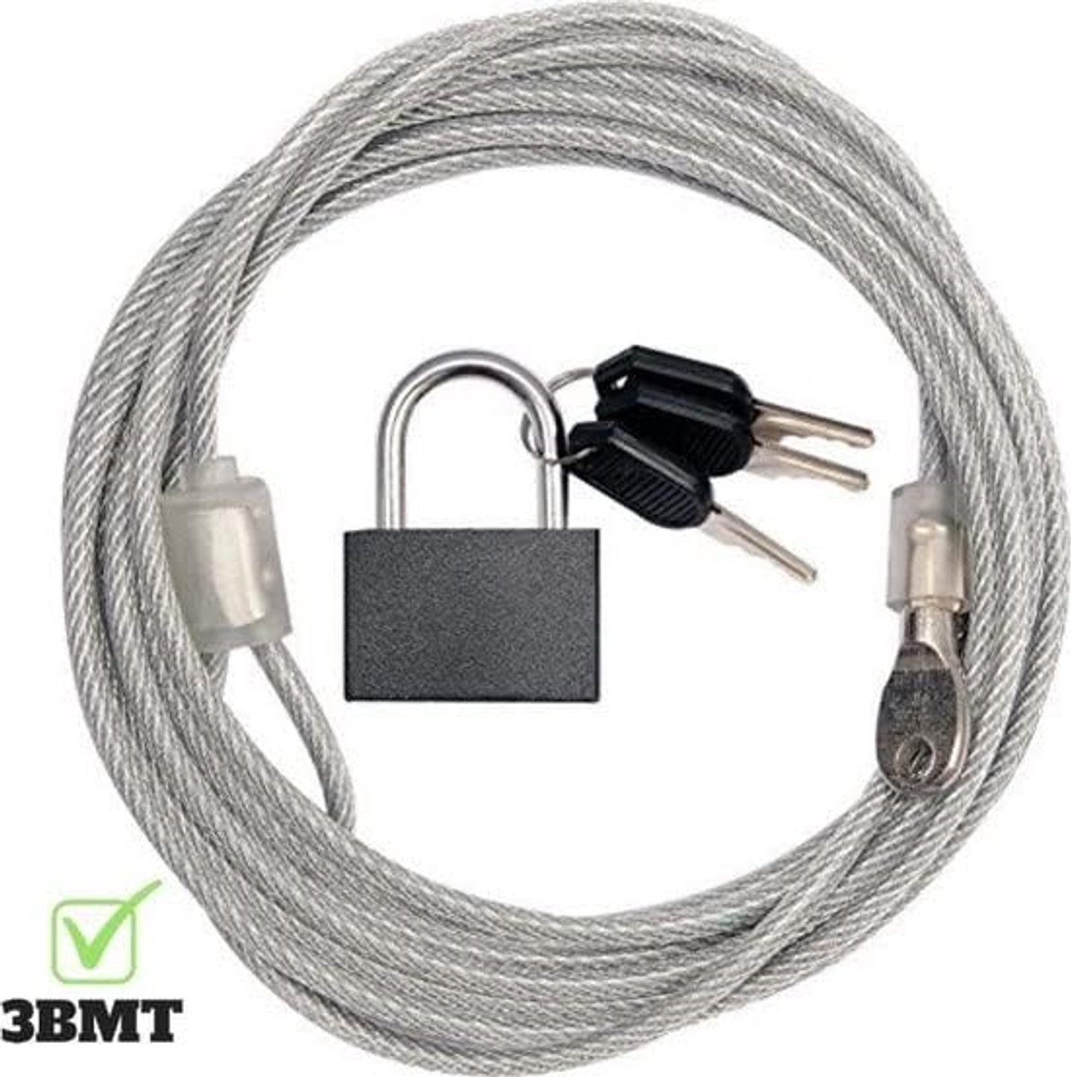 Kabelslot - Stalen kabel met lussen - 3 m - 4 mm diameter - Bescherming voor jouw spullen - SnelShoppen
