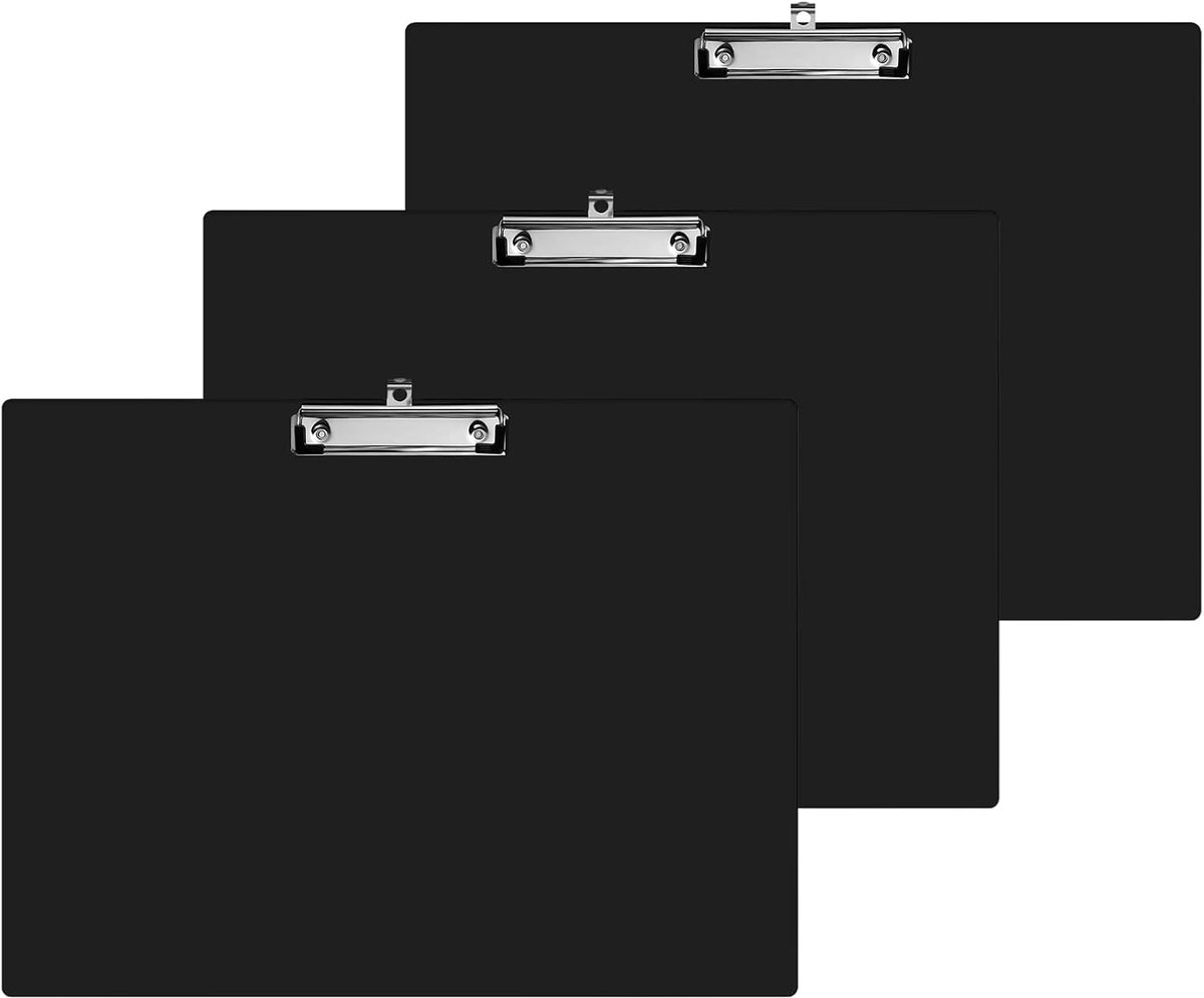 Klemborden met gat, clipboard om op te hangen met klem, schrijfbord van kunststof in DIN A3 liggend formaat, schrijfbord voor kantoor, school of restaurant (zwart)