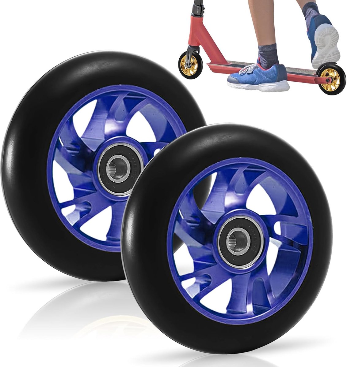 2 stuks 120 mm reservewielen voor step, ABEC-9 stuntstepwielen, reservewielen, stuntscooter, reservewielen voor step, uniseks volwassenen (donkerblauw)