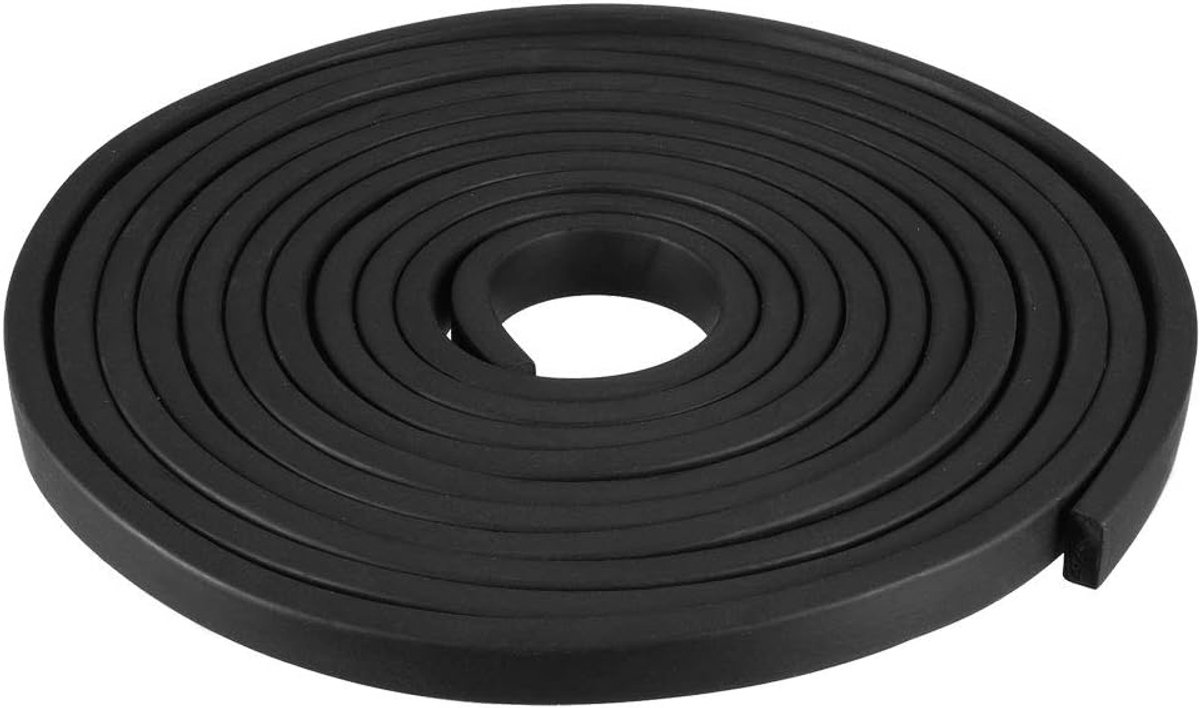 sourcing map Rubberen afdichting, rubberen strip, massieve rechthoek, 10 mm breed, 5 mm dik, 3 meter lang, zwart