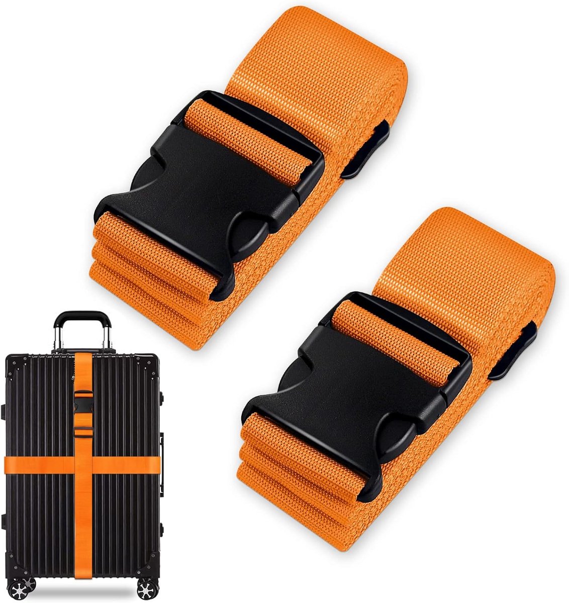 set, bagageband, kofferbanden, bagageriem, gepersonaliseerde identificatie, verstelbaar, antislip, reisaccessoires (oranje, 2 stuks)