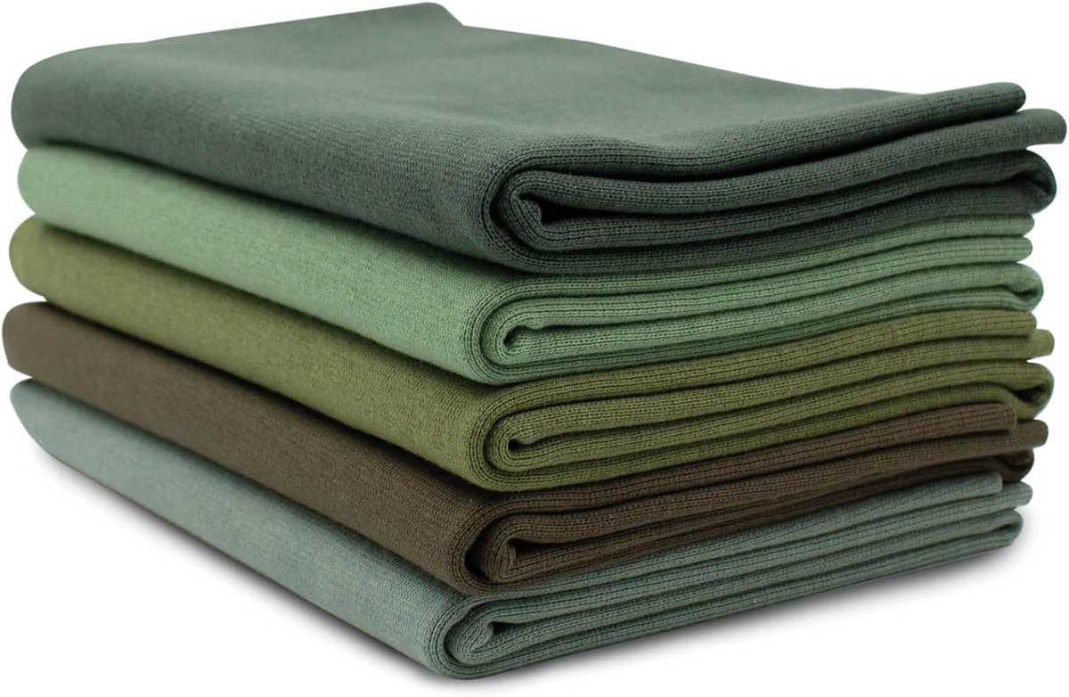 Stof, 0,25 m buisstof, 95% katoen, 5% elastaan, jersey keuze (groen 2, set van 5)