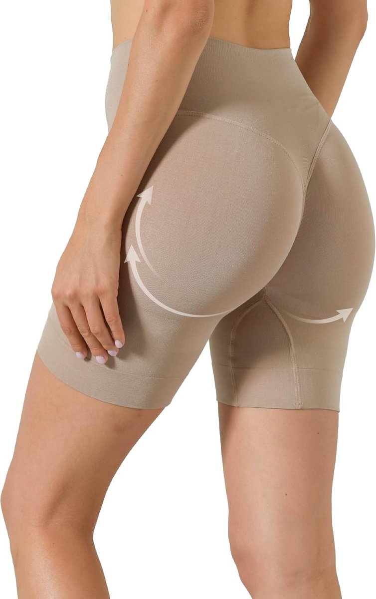 Push-up compressiekous voor dames, vormend, shapewear voor platte buik en uitgesproken billen, naadloos damesondergoed van microvezel - Made in Italy, Natuurlijk., M/L