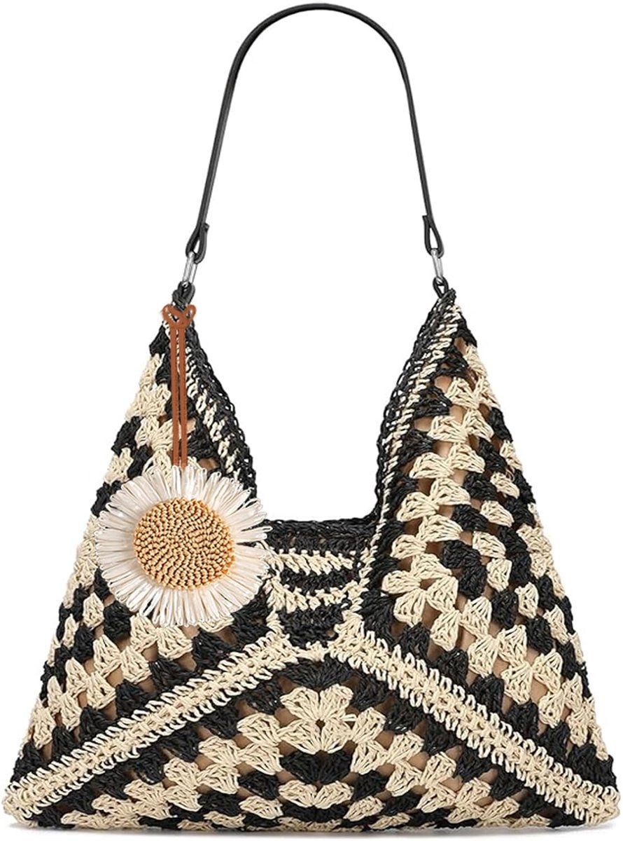 2025 zomerstrotas, hobo strandschoudertas voor vrouwen, vintage lichtgewicht opvouwbare draagtas voor reizen, werk