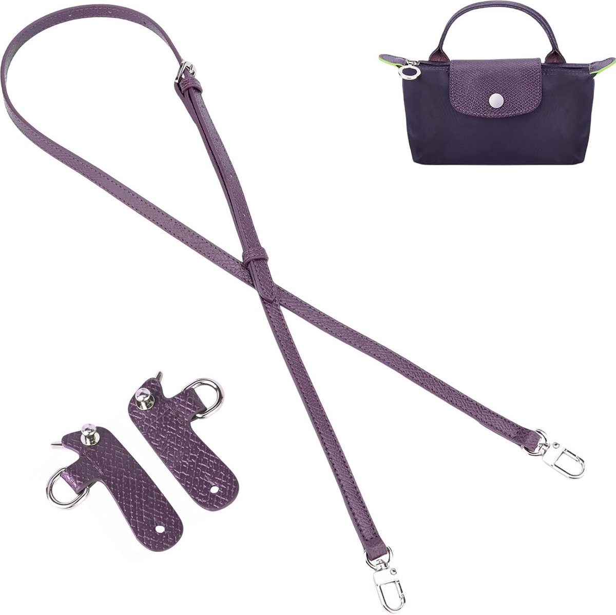 Portemonnee, lederen handtas crossbody schouderriem verstelbaar voor Longchamp tas vrouwen (jam paars)