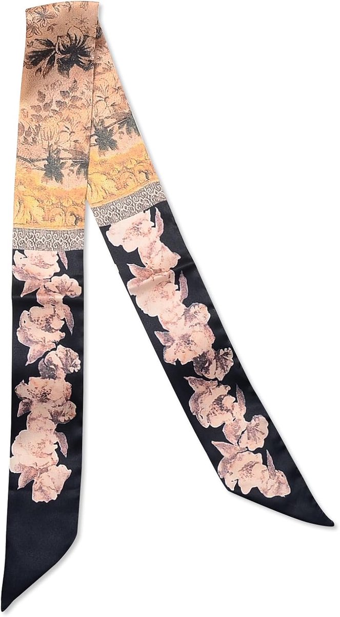Skinny Zijden Sjaal Smalle Lange Halsdoek Luipaard Dier Print Bloem Patroon Satijn Slanke Lint Sjaal Dunne
