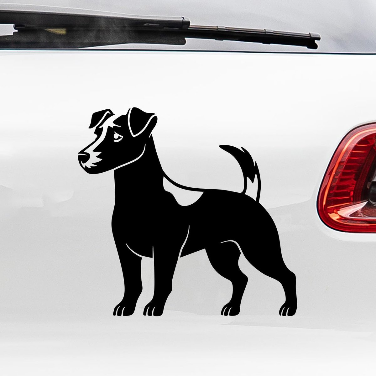 Stickers met silhouet van hondenrassen/herdershond, poedel, labrador, Golden R., Malinois, A. Stanford, Jack Russell, Franse Bulldog, Schnauzer, Teckel (Jack Russell)