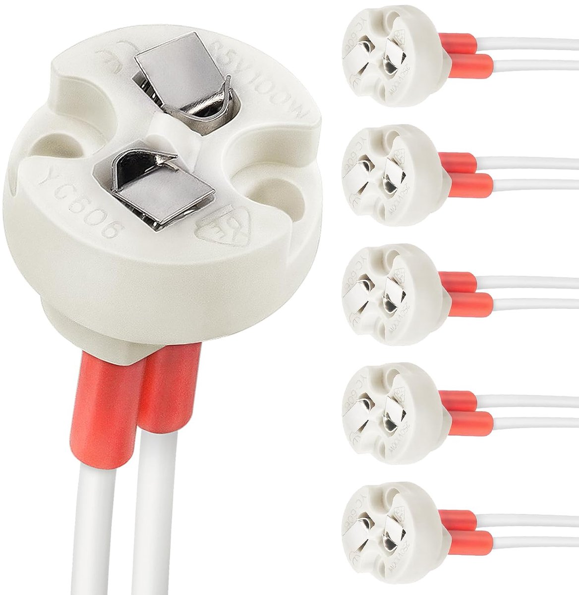 Bin-pin basis van 6 stuks, Connector G4, GU3.5, G6.35, GY6.35, GX5.3, GU5.3, MR16, GZ4, MR11, Halogeen gloeilamp LED-lampvoet, Keramische voet