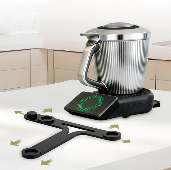 Glijplank voor Thermomix TM7 glijplaathouder, basisplaat voor keukenmachines, met teflon schuiver en uitsparingen, biedt stabiele grip en krast niet op het werkblad — afbeelding 5