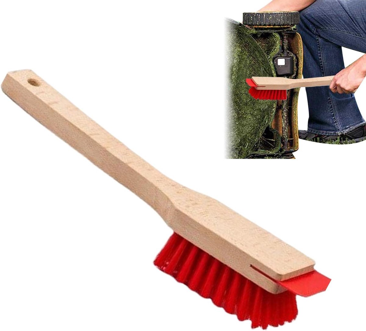 Grasmaaier Schraper - Onderhoudsborstel Gazonmaaier - Grasmaaier Reinigen - Ergonomische Handgreep - 40.5 cm - Houten Kleur