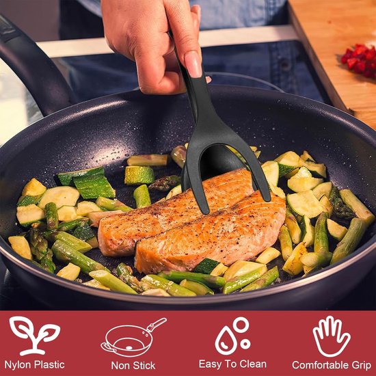 Spatel, spatel, 30 cm, 2-in-1 anti-aanbaklaag, spatel, kookgerei, turner, plastic spatel voor koken, flip-turner, spatel voor vis, ei, hamburger, pannenkoeken — afbeelding 2