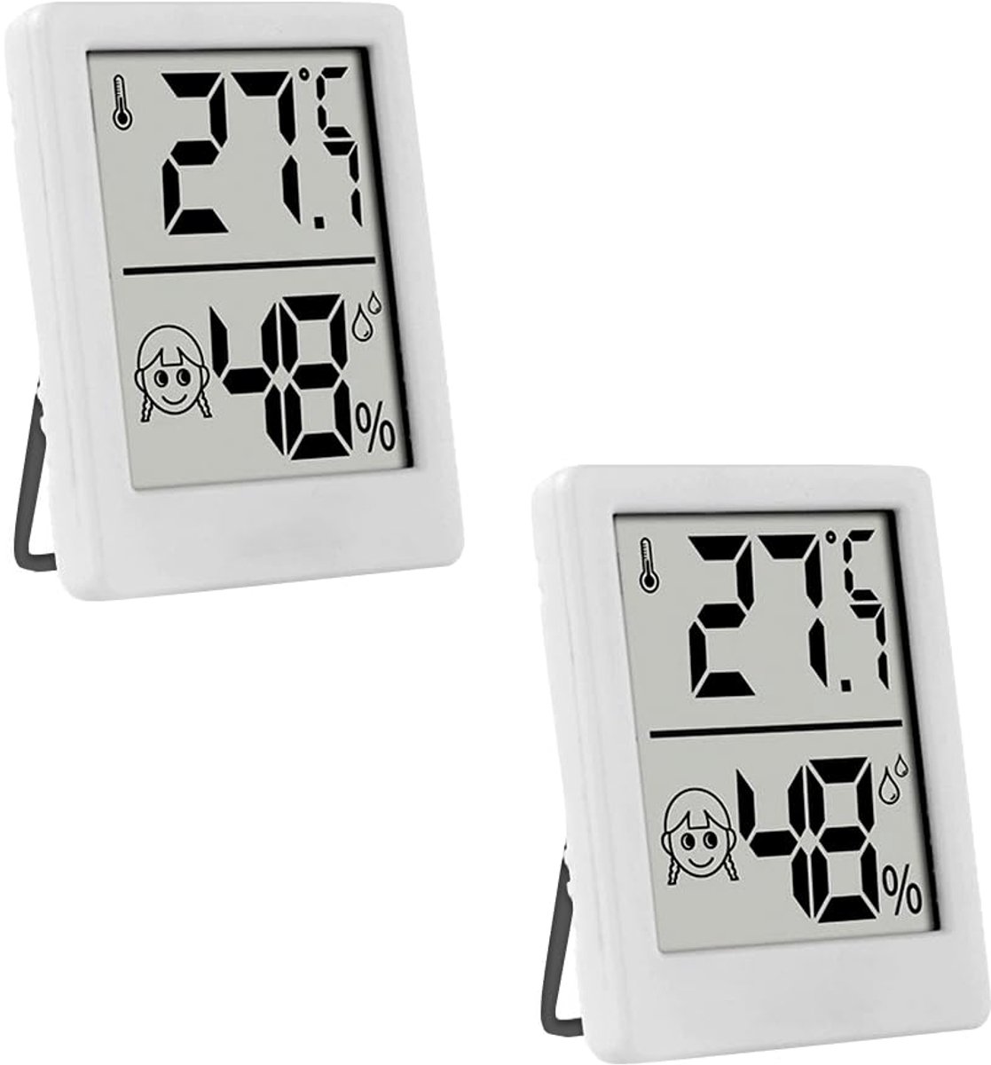 Hygrometer, thermometer voor binnen, luchtvochtigheidsmeter en kamerthermometer voor woonkamer, slaapkamer, kantoor, temperatuur en luchtvochtigheid, wit