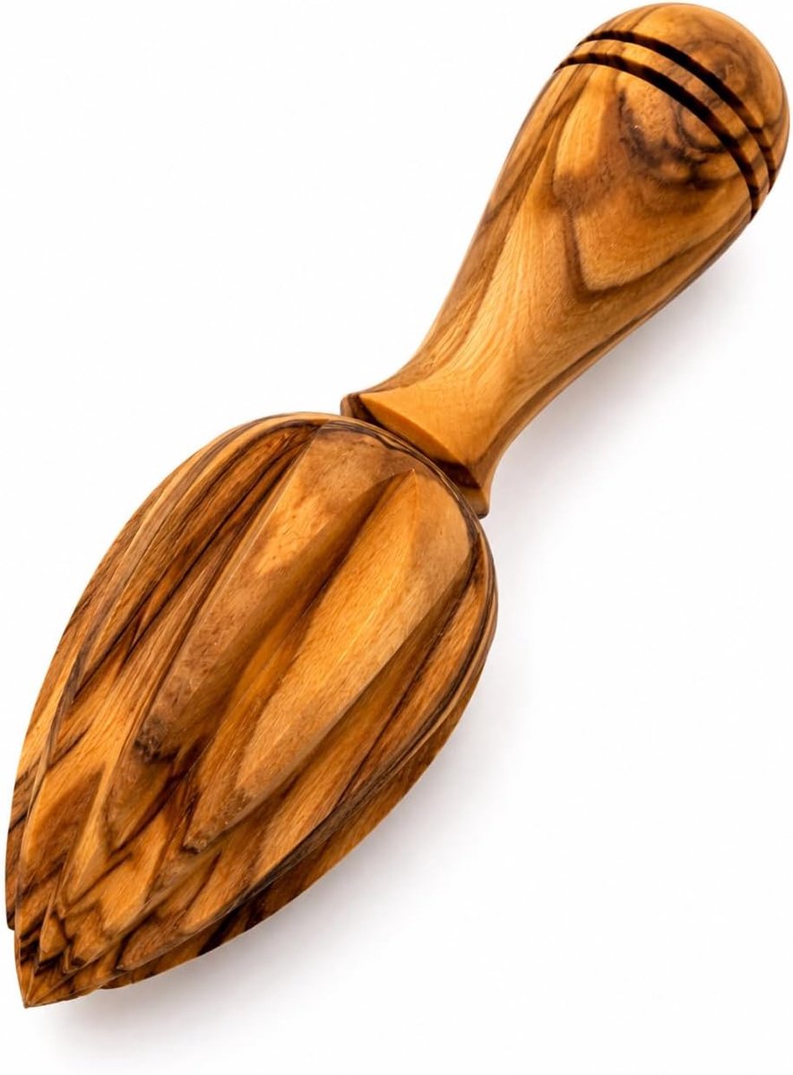 Citruspers van olijfhout, 16 cm, voor citroenen, limoenen en sinaasappels, ergonomisch