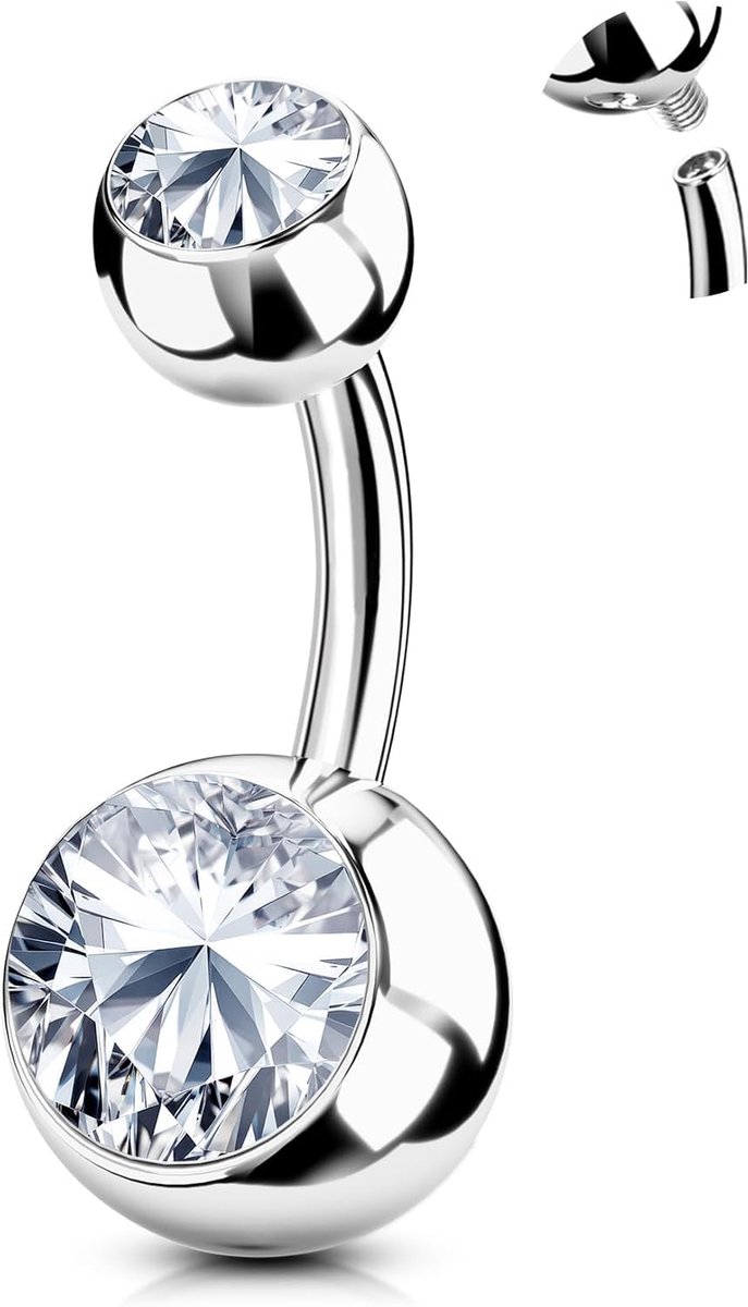 Navelpiercing 925 sterling zilver 8 mm 10 mm 12 mm volledig lichaam echt navelsieraad sterling S925 14G gepolijst spiegel glad oppervlak buikpiercing sieraden