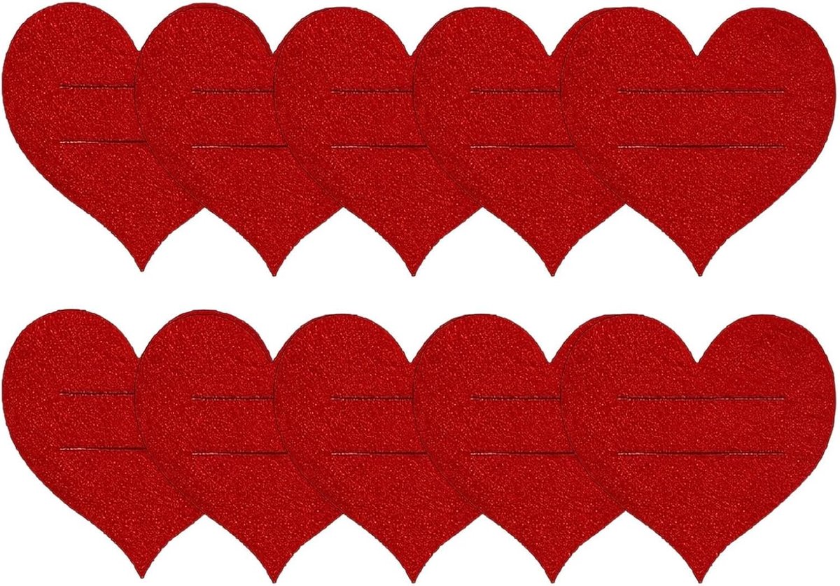 Bestekhouder voor feestjes, 10 stuks hartvormige bestekzakken - vilten bestekhouder voor feesten - voor bruiloft, verjaardag, Moederdag, verloving, Valentijnsdag