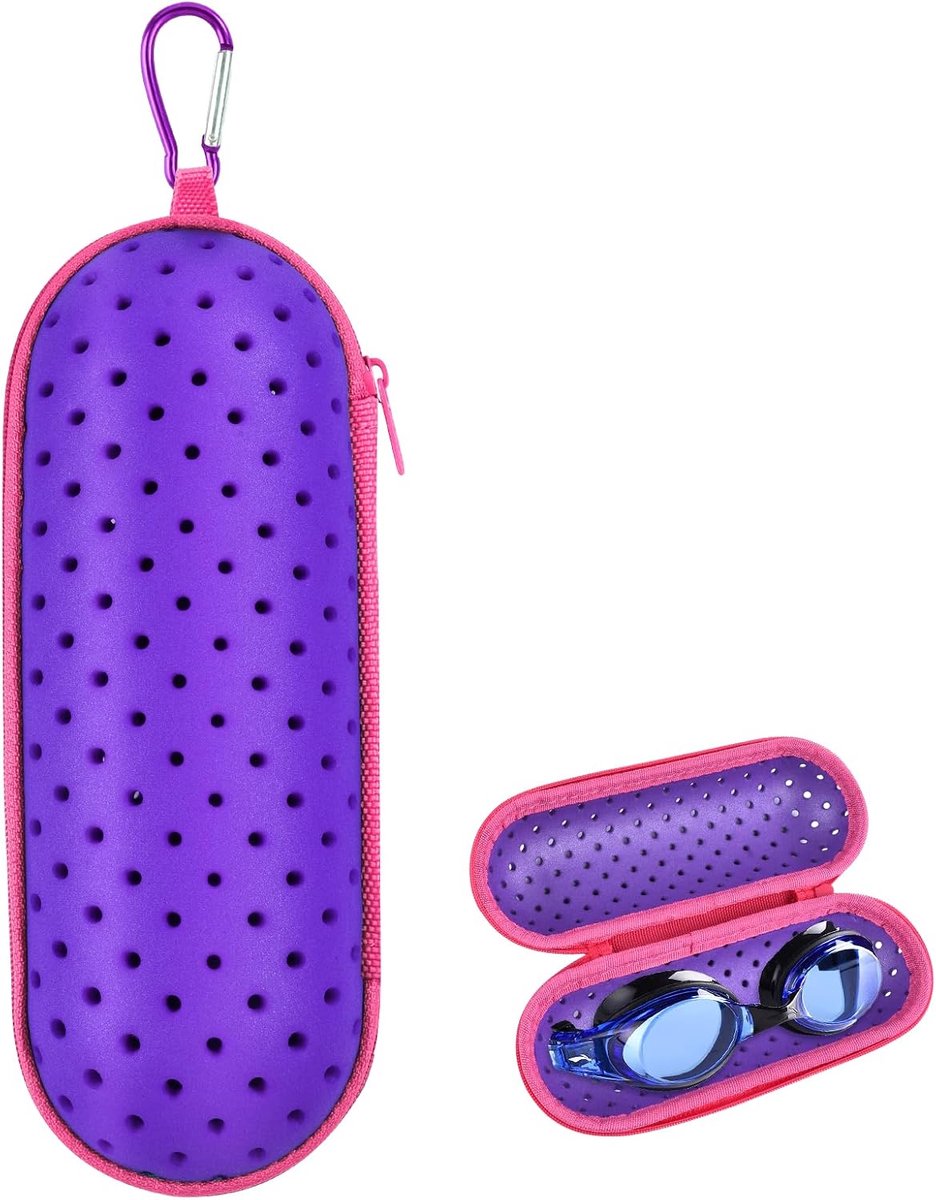 Case, Swim Goggle Case, Zwembrilhoes met Drainagegaten, Haakclip, Brillenetui, Uniseks