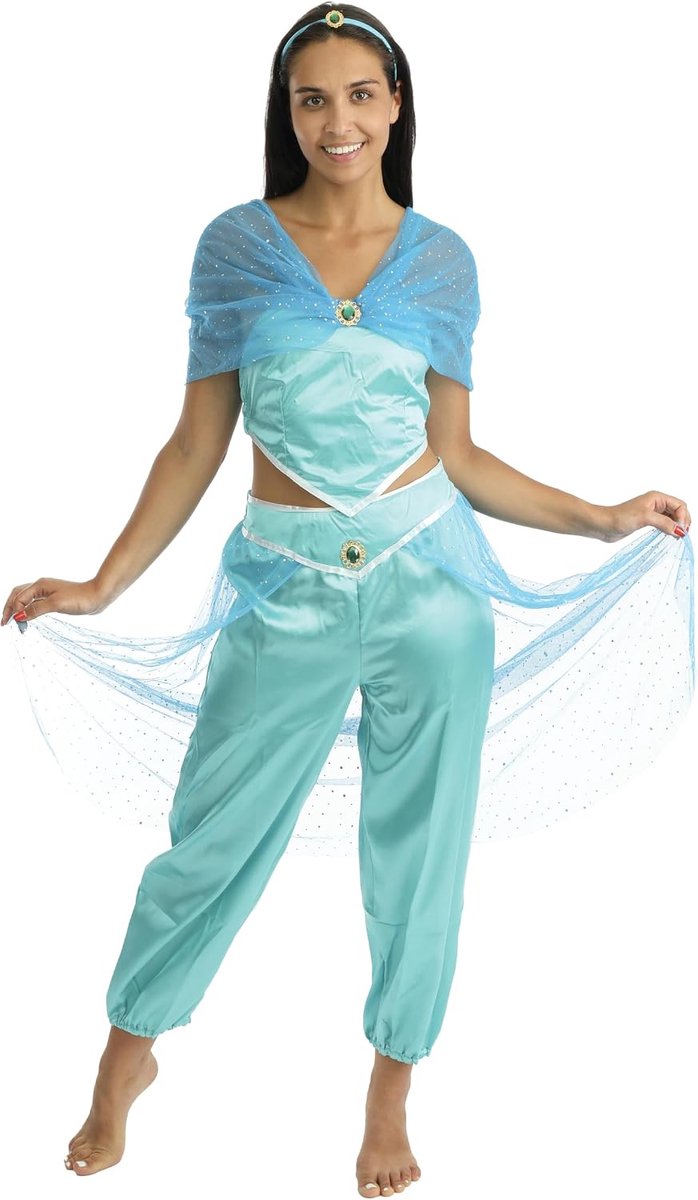 Clown Kostuum oosterse prinses dames - blauw - S/M