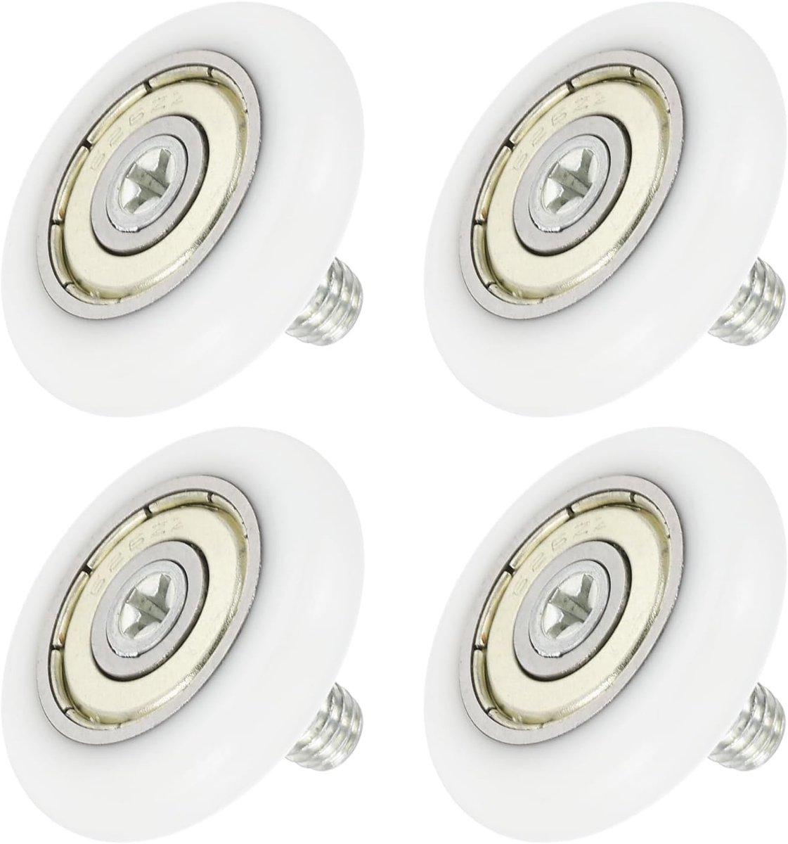 4 ladewielen 28 mm x 6 mm wiel 2 mm trede, nylon lade-katrol lagers reservewielen voor ramen schuifdeur rail wit, M6 x 10 mm schroefdraad
