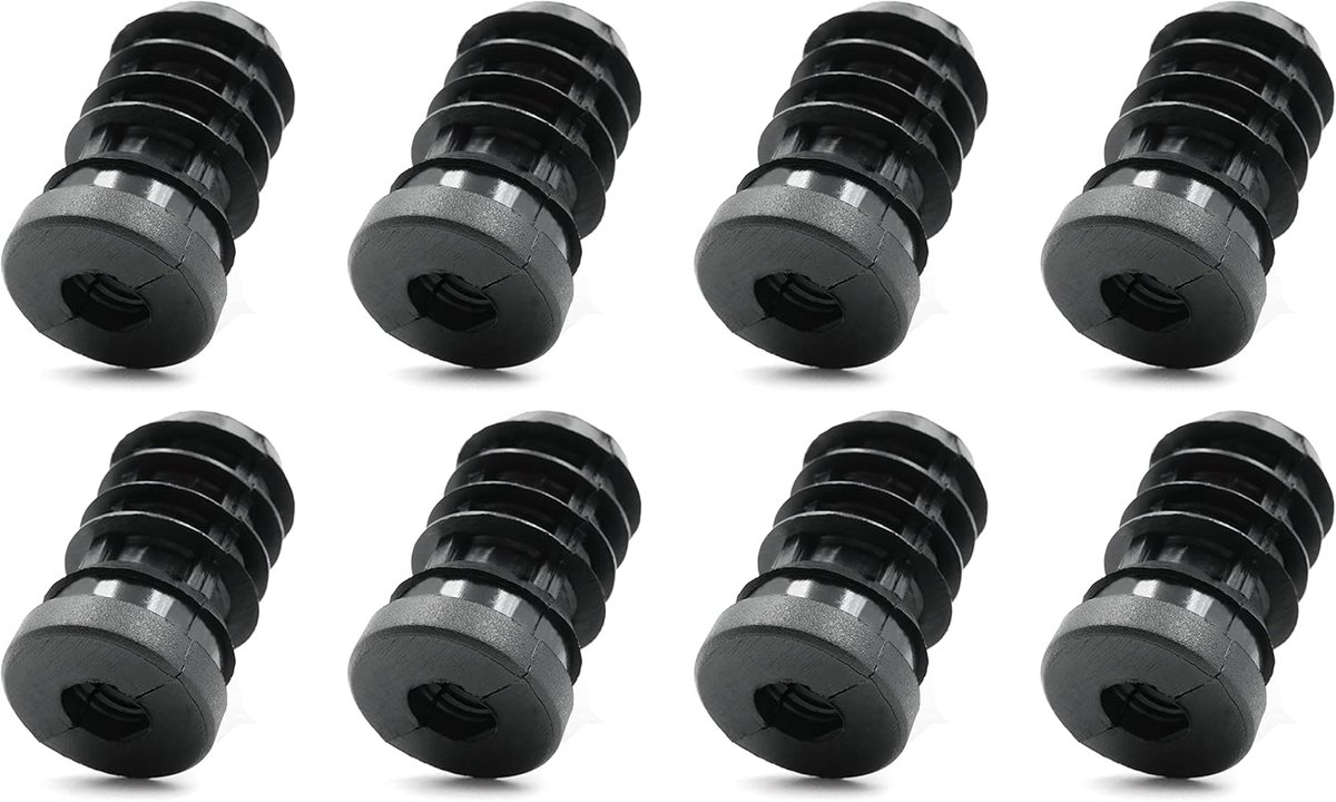 8 x schroefdraadstoppen voor ronde buizen met kunststof schroefdraad M8 Ø 20 mm 1-1,5 mm wanddikte
