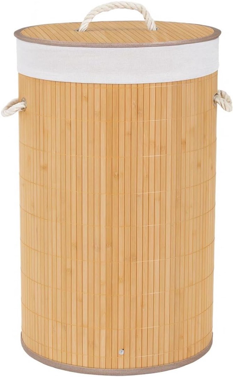 Wasmand 54 liter - Bamboe met deksel - Vouwbaar en ademend - Ruimtebesparend voor thuis - SnelShoppen