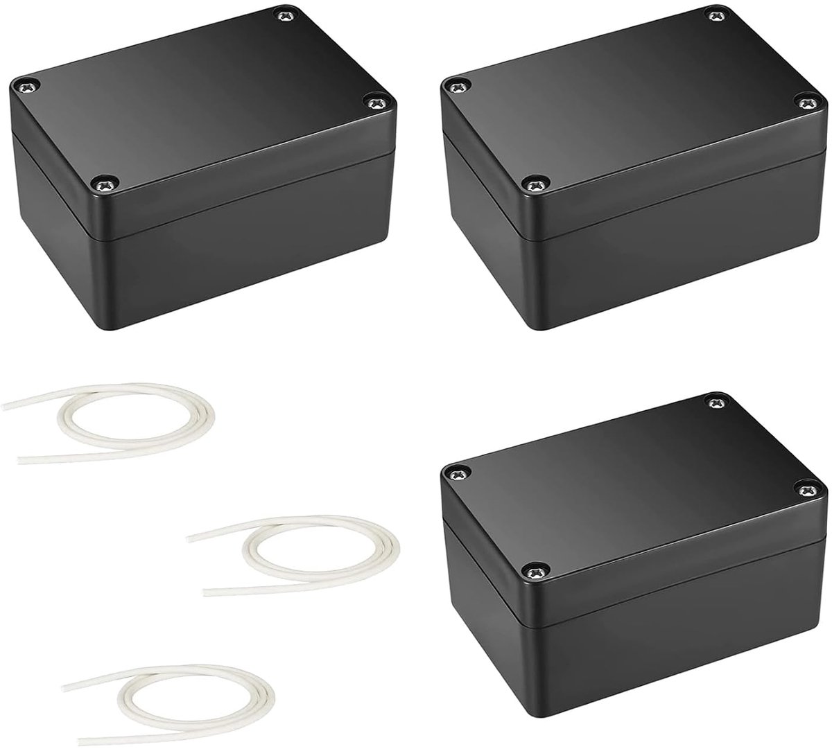 waterdicht IP66, 3 stuks verdeeldoos voor buiten, zwart, elektronische projectbox, elektrische accessoires, behuizing, kunststof, 100 x 68 x 50 mm