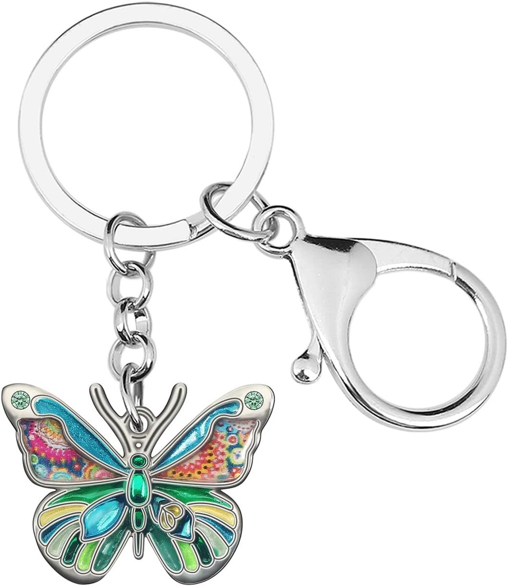 Emaille Legering Schattige Vlinder Insect Sieraden Sleutelhanger voor Vrouwen Vrouwen Autosleutel Ringen Handtas Geschenken Accessoires Charms