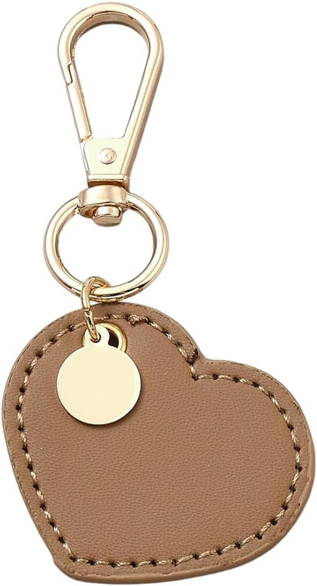 Sleutelhanger in hartvorm van PU-leer met hartvormige hanger met legering sluiting voor auto Valentijnsdag cadeau (roze)
