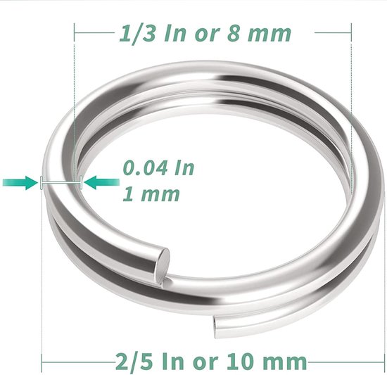 100 Stuks 10mm Kleine Splitringen met Dubbele Lussen voor Sieraden, Halskettingen, Armbanden en Creatieve DIY Projecten van Merkloos — afbeelding 5