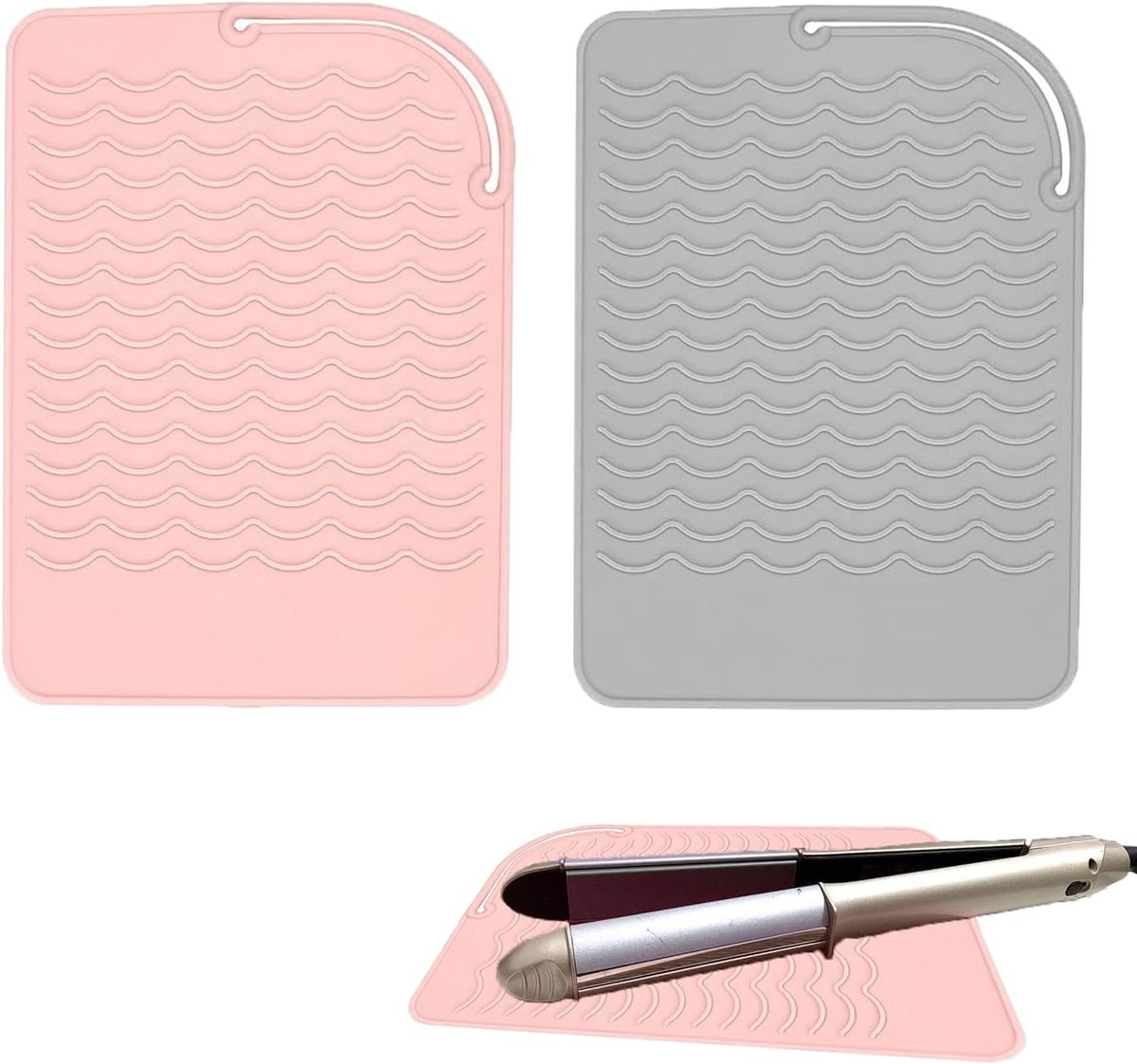 Stijltangen, reizen anti-brandmat pad voor haar krultang, haar krimpen golvend ijzer en salon hot hair styling tools (roze, grijs)