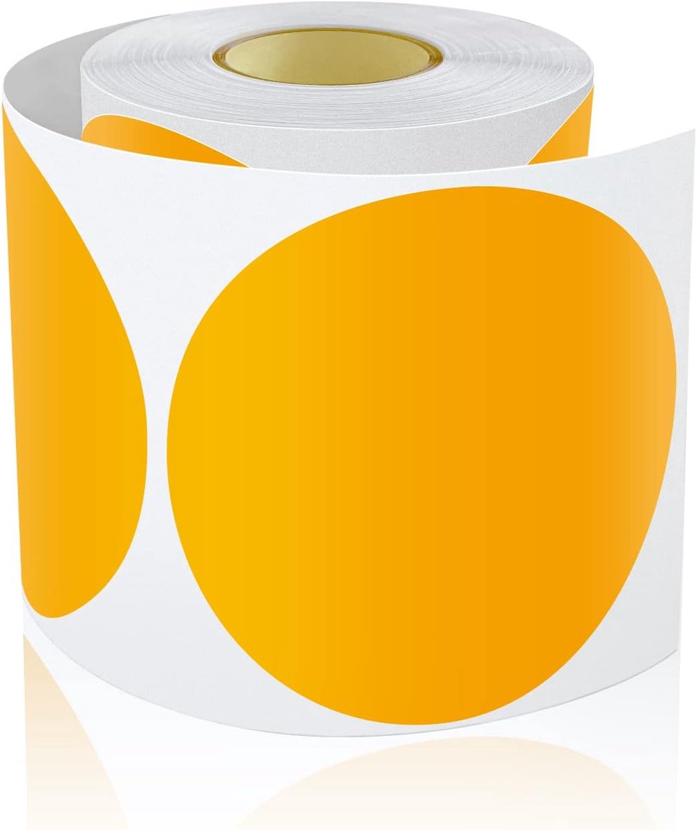 200 stuks ronde stickers, groot, 90 mm, zelfklevende plakstippen, etiketten, kleurcodering, cirkelstickers, weerbestendig, oranje
