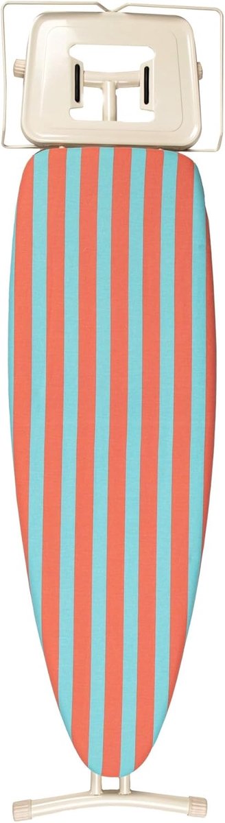 Strijkplank, strijkoppervlak 125 x 40 cm, antislip voeten, sterk en stabiel, vloerbescherming, strijk- en strijkonderlegger, overtrek 100% katoen, hoogte tot 95 cm