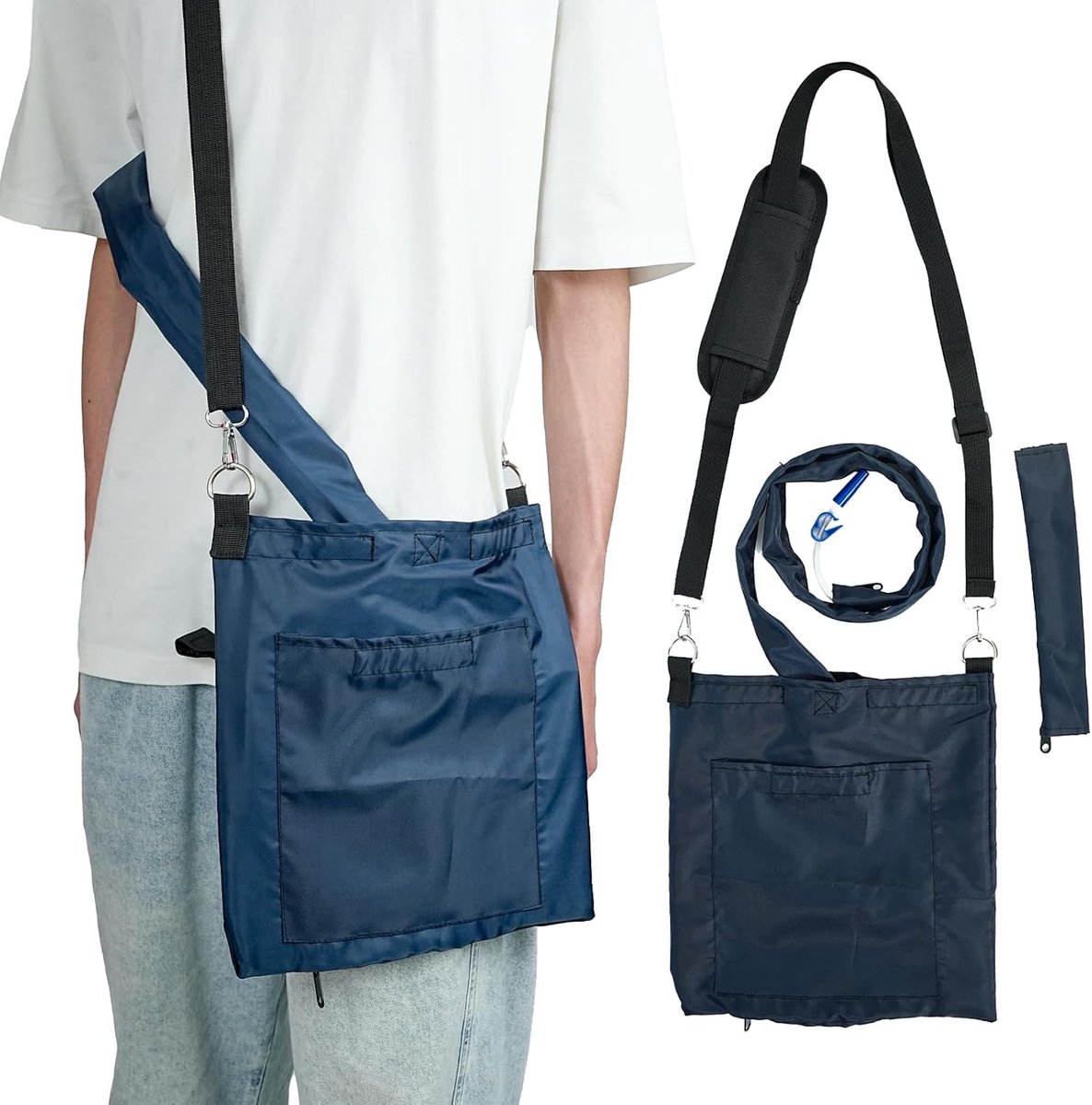 Urine Drainage Bag Houder met Beschermhoes voor Drainage Slang, waterdicht en wasbaar materiaal, Katheter Bag Afdekking met Schouderband, biedt Privacy en Veiligheidsbescherming