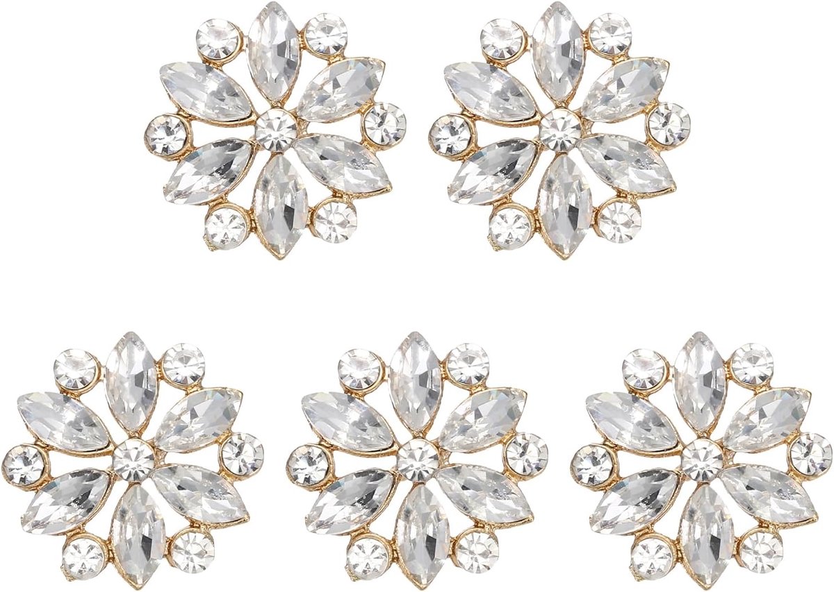 Knopen voor kleding, 0,8 "(20 mm) bloem kristal knoppen diamant bloemen versieringen naaien op bulk voor ambachten doe-het-zelf naaien kleding sieraden maken, wit