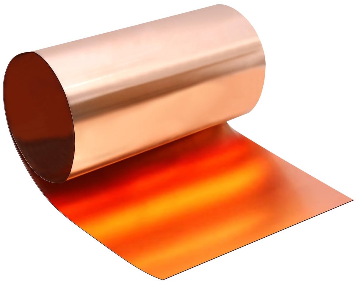 Koperband koperplaatrol, koperplaat 1000 x 300 x 0,2 mm, geschikt voor verschillende huisreparatie- en doe-het-zelfprojecten