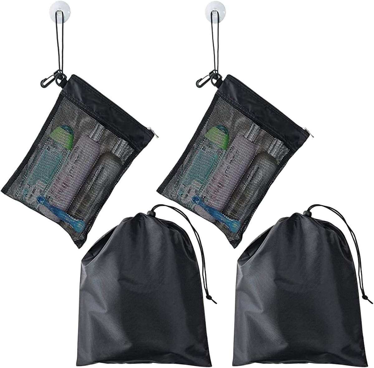 Toilettassen voor dames en heren, waterdichte toilettas, make-uptas, draagbare cosmeticatas, organizer met haak om op te hangen, voor reizen, gymnastiek, Zwart, Waterdichte toilettas