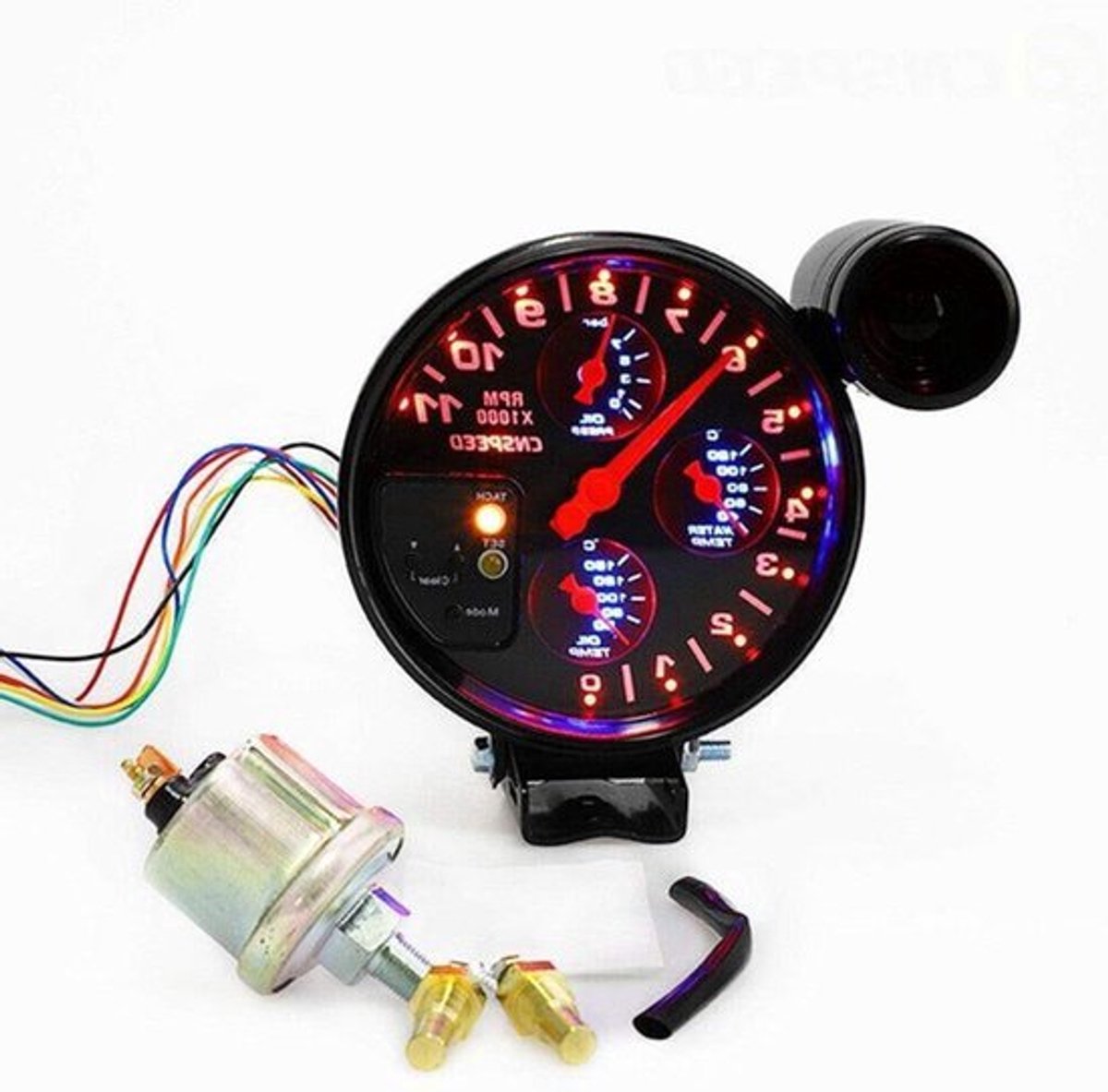 12V Auto Rev Gauge - Automotive Toerenteller Meter met Seat en Shift Light Oliepers Auto Water Olie Temperatuur