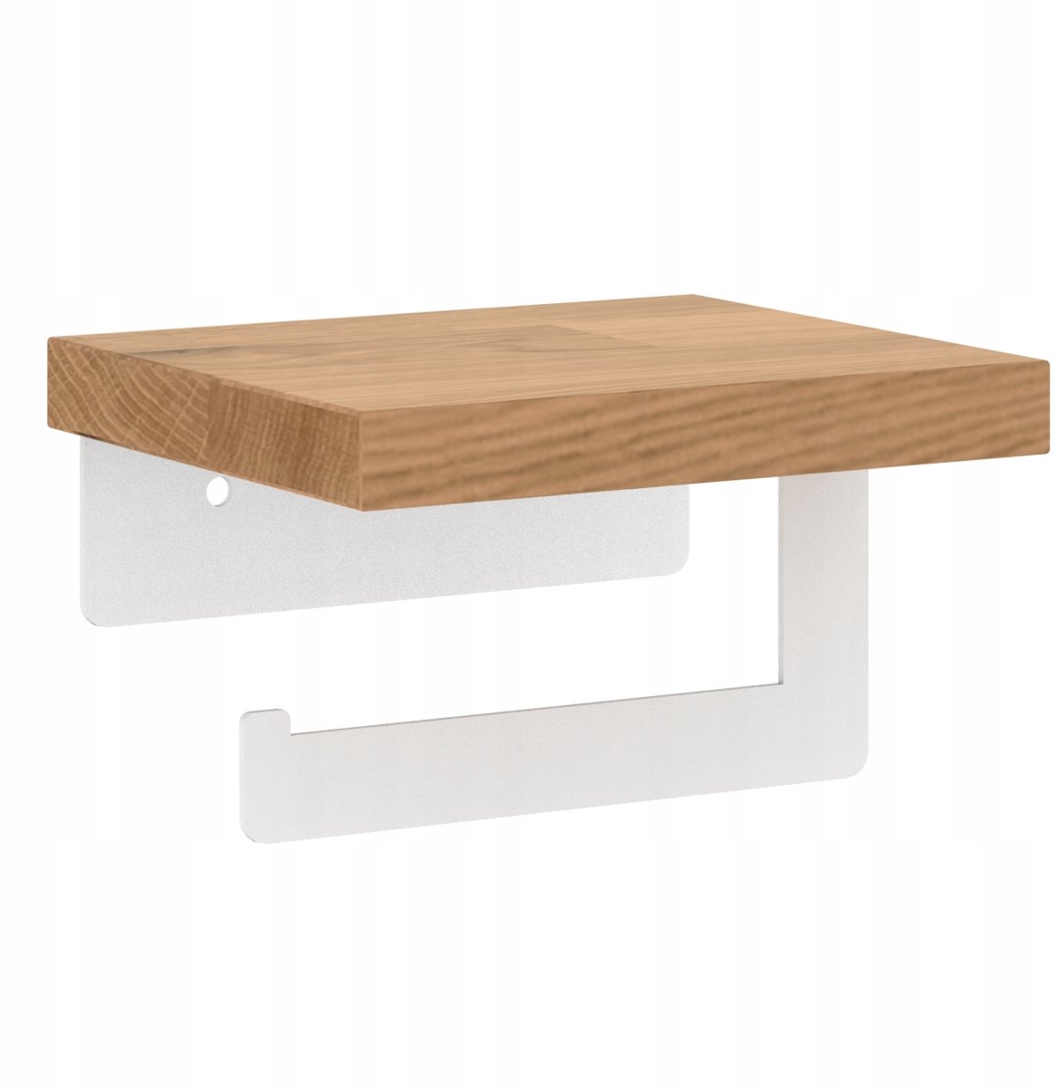 Merkloos Wit Metalen Toiletrolhouder met Eikenhout Plank